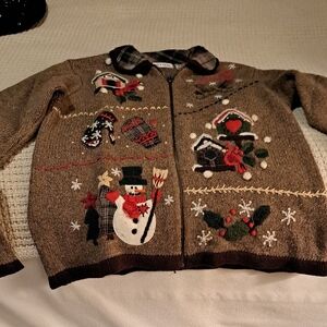 Victoria Jones Woman Brown Holiday Cardigan